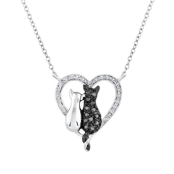 unbranded Jewelry - 🎈5 for $35! Cat Rhinestone heart necklace NWOT
